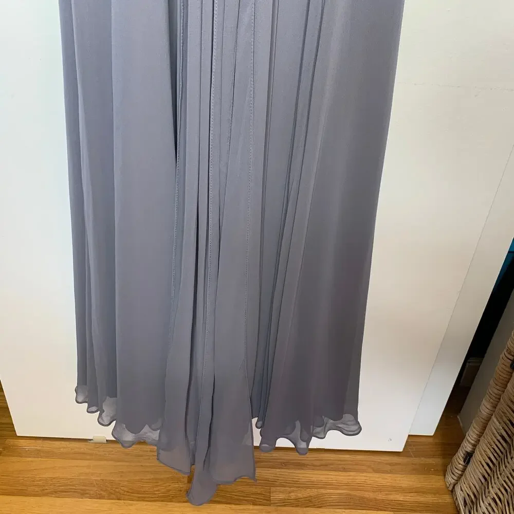NWT David's Bridal Chiffon Surplice Neck Tank full length bridesmaid dress US 4 - Picture 9 of 11